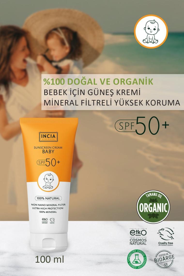 %100 Doğal Bebek Güneş Kremi-leke Karşıtı Mineral Filtreli Yüksek Koruma 50spf Uva Uvb 50ml