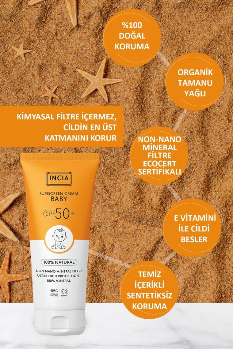 %100 Doğal Bebek Güneş Kremi-leke Karşıtı Mineral Filtreli Yüksek Koruma 50spf Uva Uvb 50ml