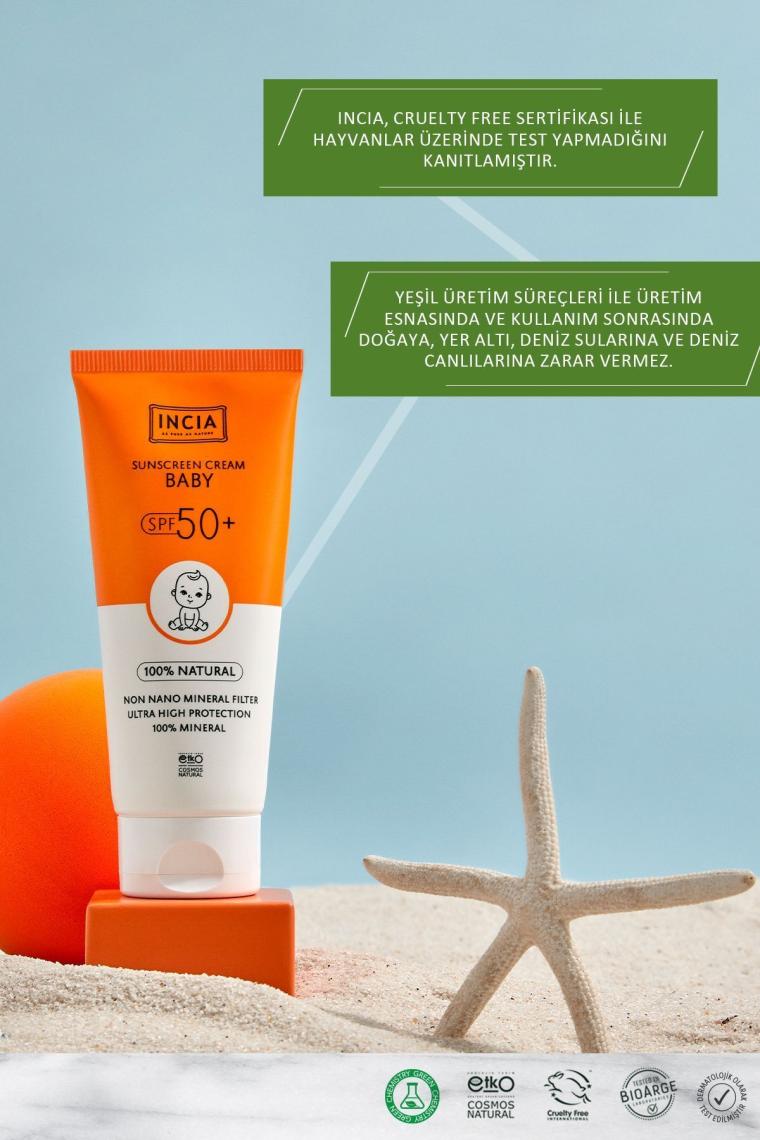 %100 Doğal Bebek Güneş Kremi-leke Karşıtı Mineral Filtreli Yüksek Koruma 50spf Uva Uvb 50ml