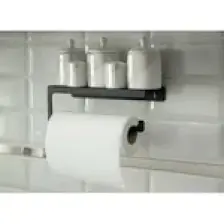 Tasagram Dekoratif Mat Siyah Metal Bahartatlık Raflı Havluluk&havlu Tutucu&kağıt Havluluk.