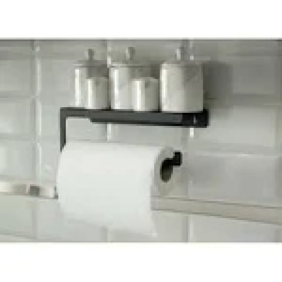 Tasagram Dekoratif Mat Siyah Metal Bahartatlık Raflı Havluluk&havlu Tutucu&kağıt Havluluk.
