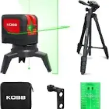 Kobb KBL92GTP 30 Metre Profesyonel Yatay ve Dikey Otomatik Hizalamalı Yeşil Çapraz Çizgi Lazer, 2 Noktalı Şakül Lazer Distomat + Mini Tripod + Tripod