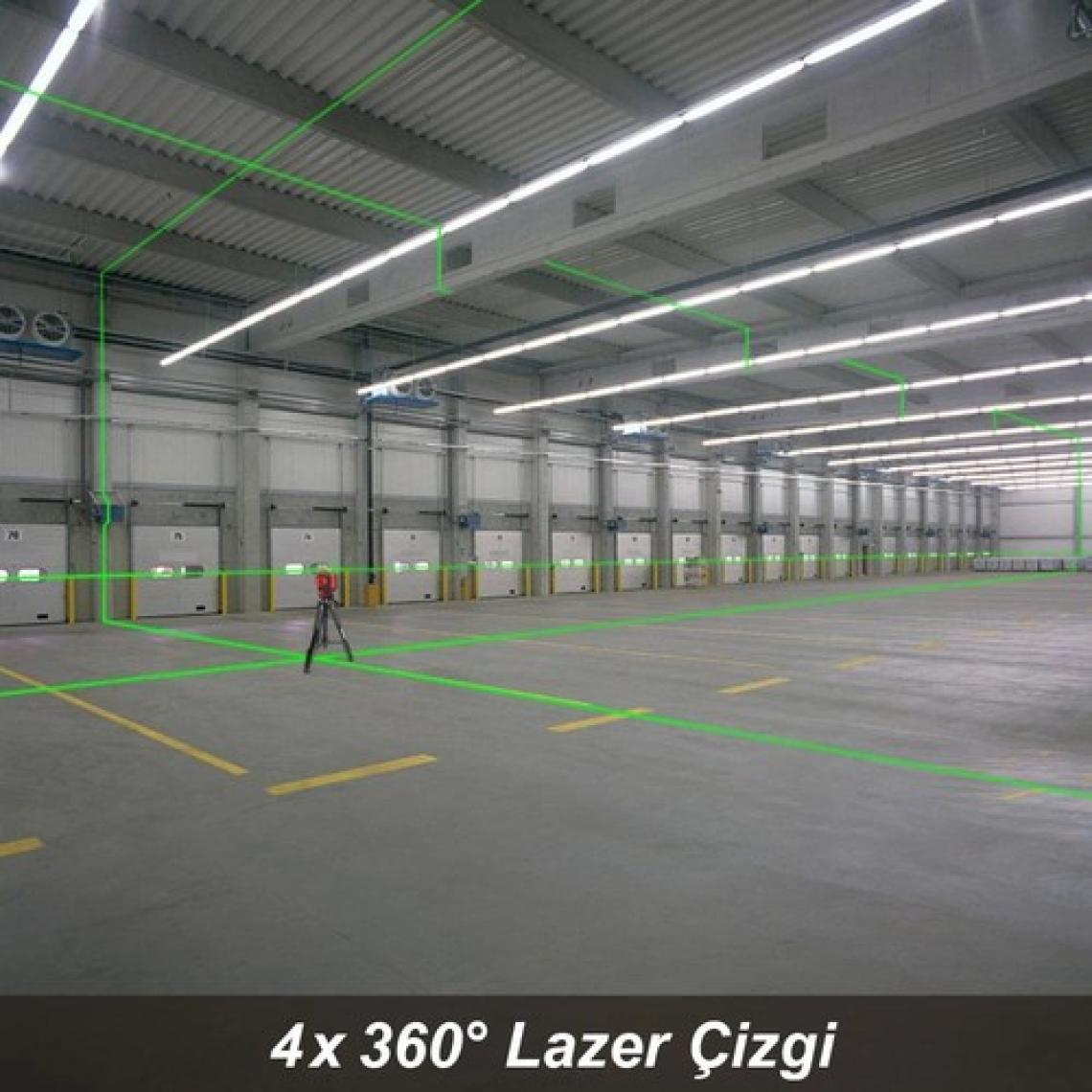 Kobb KBL35G Profesyonel Li-Ion Şarjlı 4X360⁰ Otomatik Hizalamalı Yeşil Çapraz Çizgi Lazer Distomat + Uzaktan Kumanda