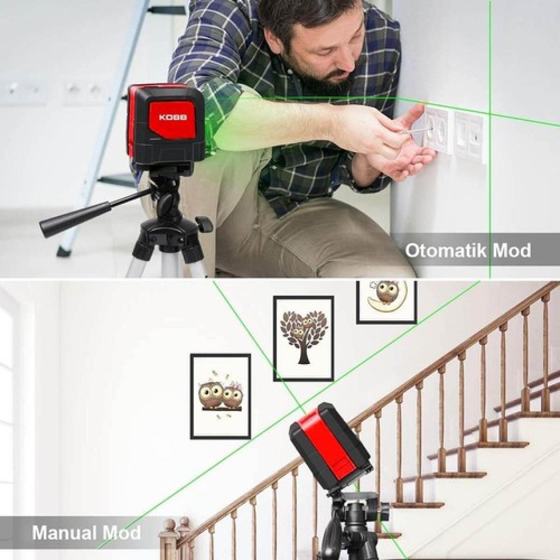 Kobb KBL91GTP 30 Metre Profesyonel Yatay ve Dikey Otomatik Hizalamalı Yeşil Çapraz Çizgi Lazer Distomat + Tripod