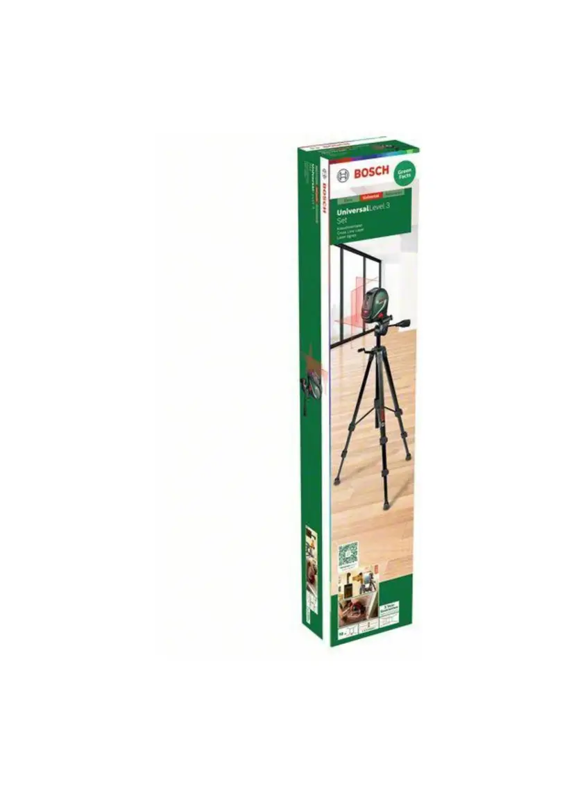 Bosch UniversalLevel 3 Çapraz Çizgili Hizalama Lazeri + 1,5 metre Tripod