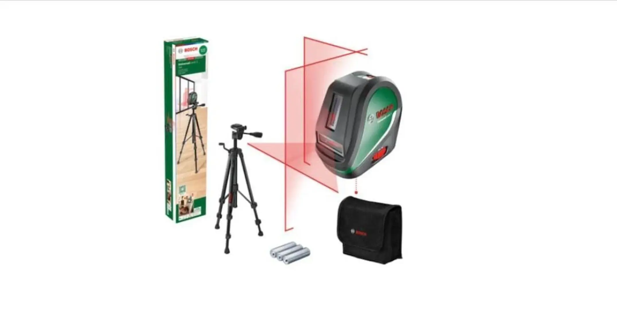 Bosch UniversalLevel 3 Çapraz Çizgili Hizalama Lazeri + 1,5 metre Tripod