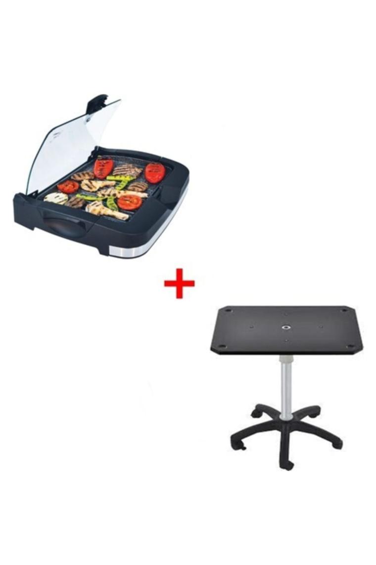 Gazzella BRB 3000 Barbecue 2400 W Granit Cam Kapaklı Sehpalı Izgara