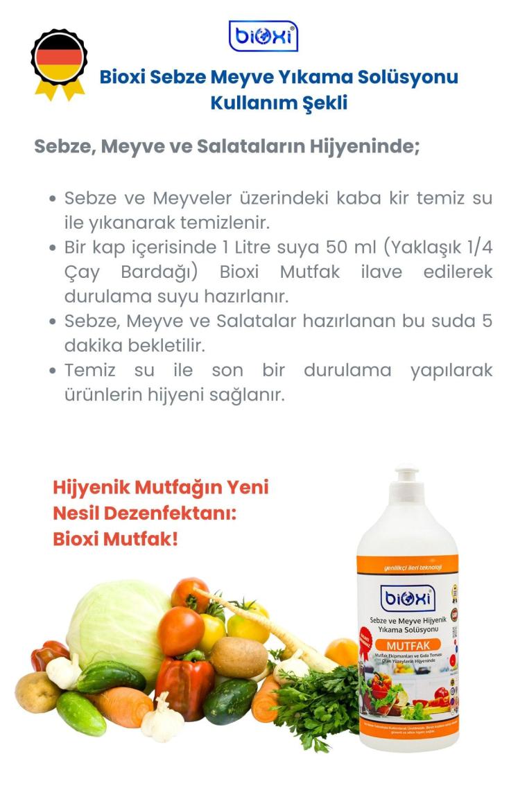 Sebze Meyve Yıkama Solüsyonu 1 lt