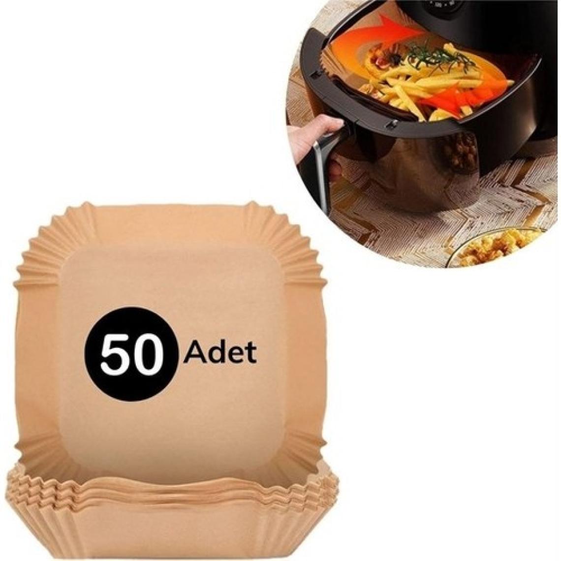 5DM 50 Adet Air Fryer Pişirme Kağıdı Tek Kullanımlık Hava Fritöz Yağ Geçirmez Yapışmaz Kare Tabak Model