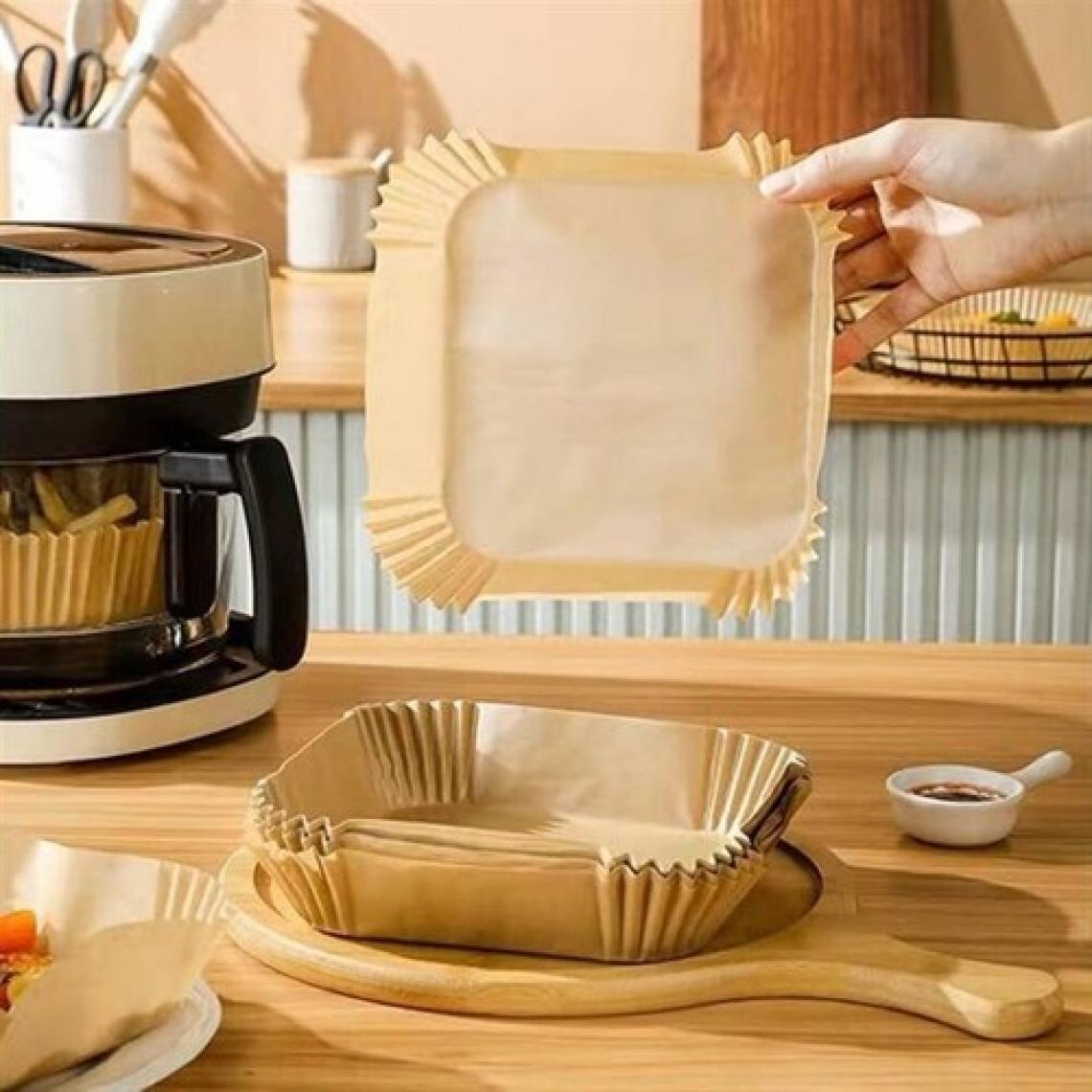 5DM 50 Adet Air Fryer Pişirme Kağıdı Tek Kullanımlık Hava Fritöz Yağ Geçirmez Yapışmaz Kare Tabak Model