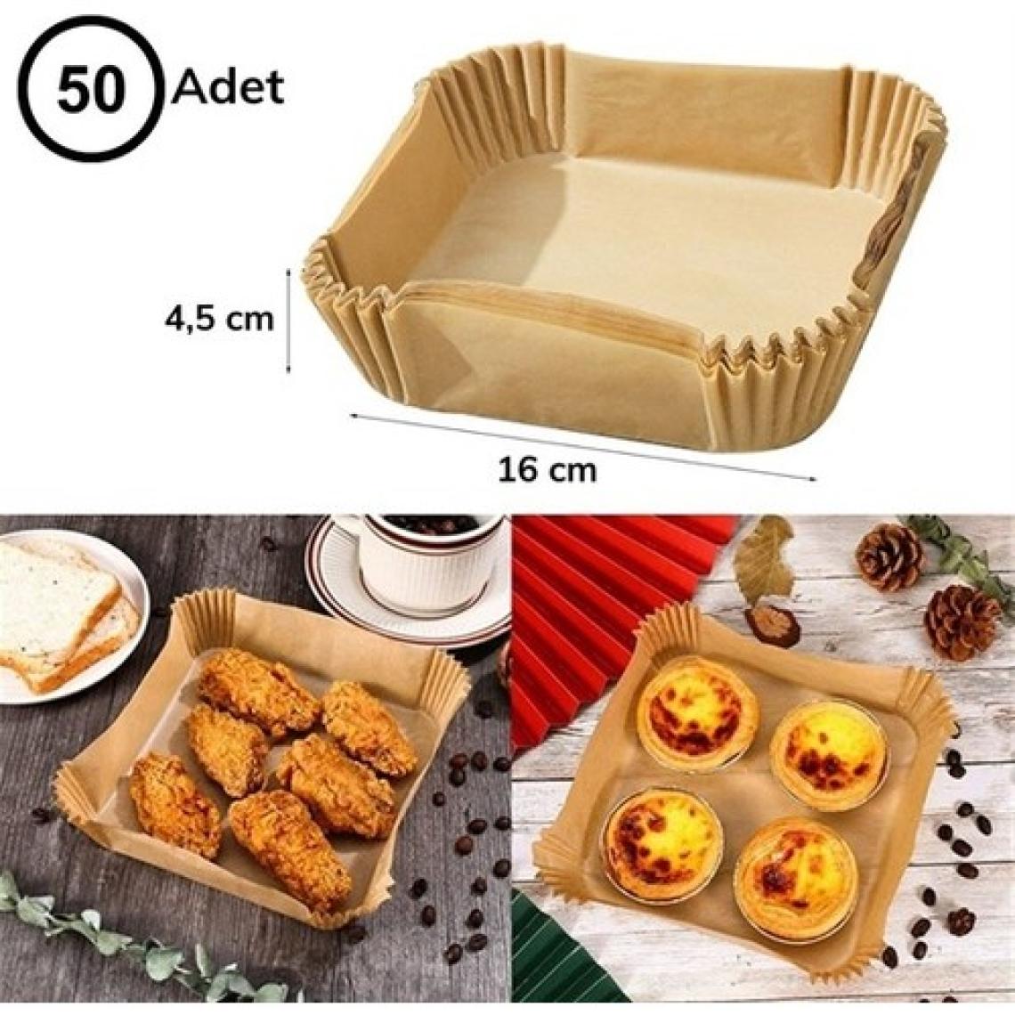 5DM 50 Adet Air Fryer Pişirme Kağıdı Tek Kullanımlık Hava Fritöz Yağ Geçirmez Yapışmaz Kare Tabak Model