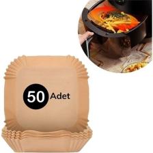 5DM 50 Adet Air Fryer Pişirme Kağıdı Tek Kullanımlık Hava Fritöz Yağ Geçirmez Yapışmaz Kare Tabak Model