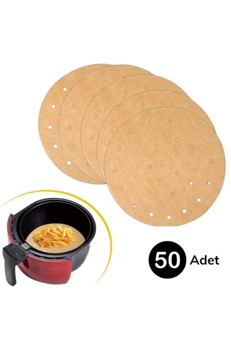 5DM 50 Adet Air Fryer Pişirme Kağıdı Tek Kullanımlık Hava Fritöz Yapışmaz Yağlı Kağıt Delikli Model