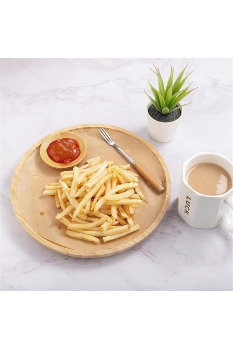 5DM 50 Adet Air Fryer Pişirme Kağıdı Tek Kullanımlık Hava Fritöz Yapışmaz Yağlı Kağıt Delikli Model