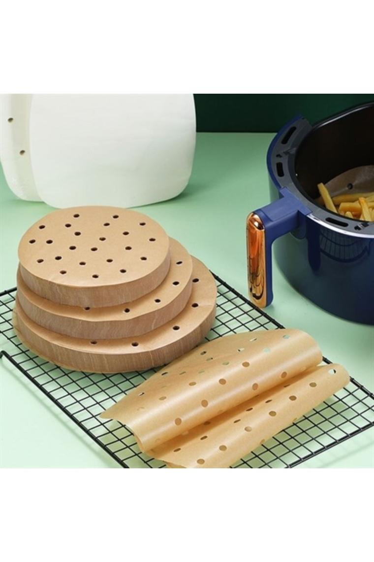 5DM 50 Adet Air Fryer Pişirme Kağıdı Tek Kullanımlık Hava Fritöz Yapışmaz Yağlı Kağıt Delikli Model