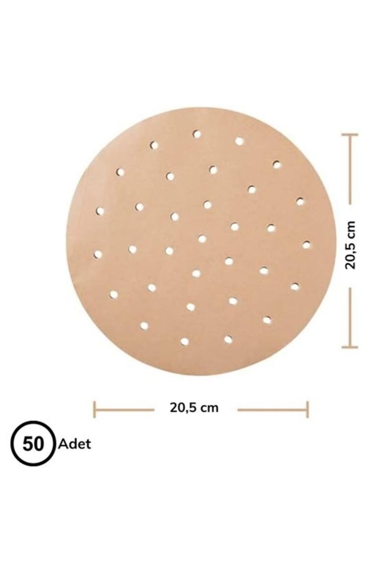 5DM 50 Adet Air Fryer Pişirme Kağıdı Tek Kullanımlık Hava Fritöz Yapışmaz Yağlı Kağıt Delikli Model