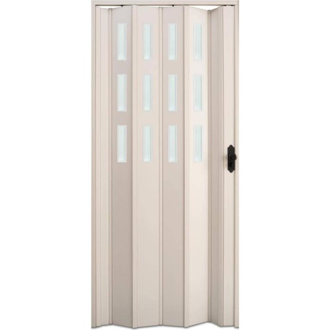 Faran Dekorasyon 130 x 215 Beyaz Renk Camlı Pvc Akordiyon Kapı - Frnakmodel-1-93