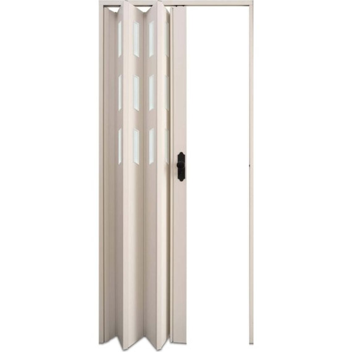 Faran Dekorasyon 130 x 215 Beyaz Renk Camlı Pvc Akordiyon Kapı - Frnakmodel-1-93