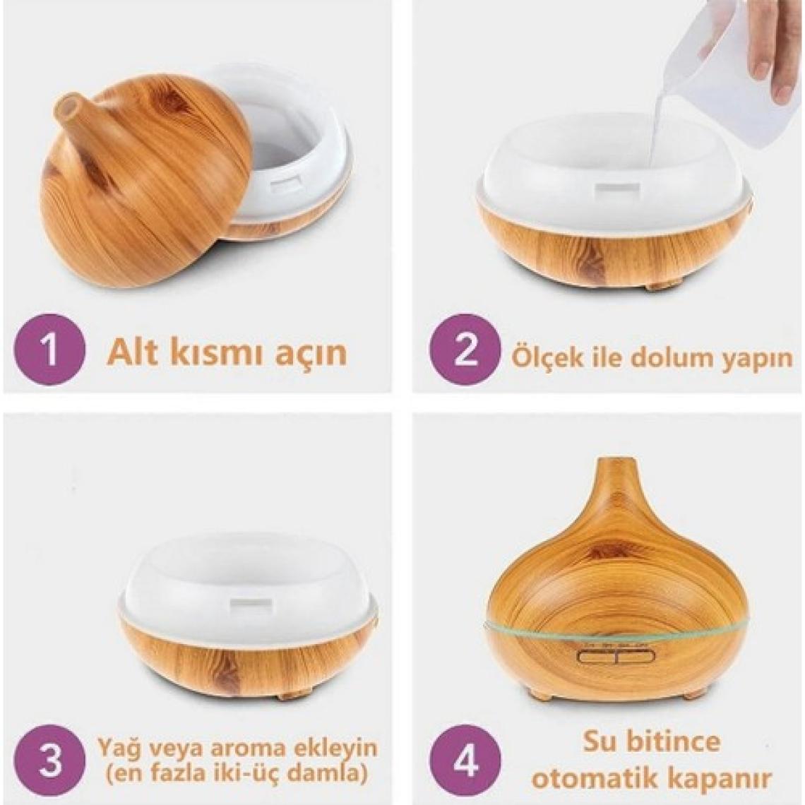 Vothoon Hava Nemlendirici 7 LED Işıklı Aromatik Oda Kokusu  550 ml Kahve Aroma Difüzörü Buhar