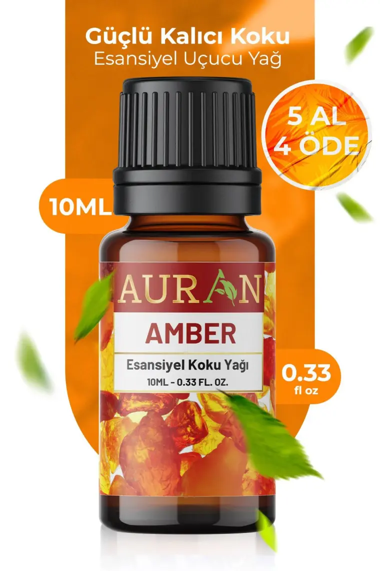 Auran Amber Saf Esansiyel Uçucu Yağ Buhurdanlık Yağı Difüzör Esansı Aromaterapi Ortam Koku Yağı 10ml