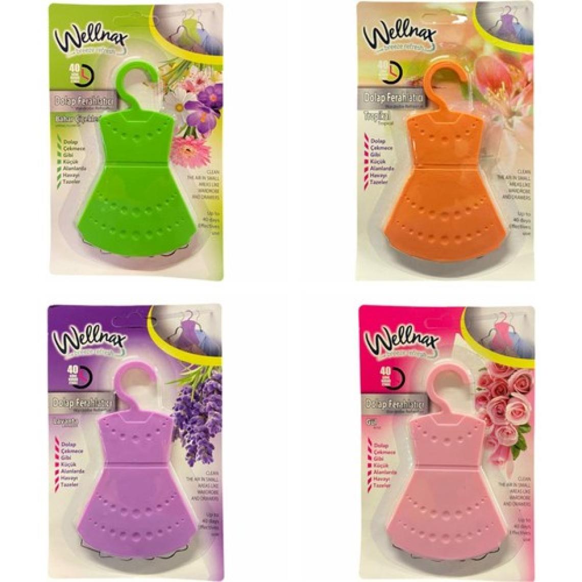 Wellnax Breeze Refresh Dolap ve Gardırop Ferahlatıcısı Karışık Seri - Elbise Dolabı Kokusu- Dolap ve Çekmece Koku Kesesi X4