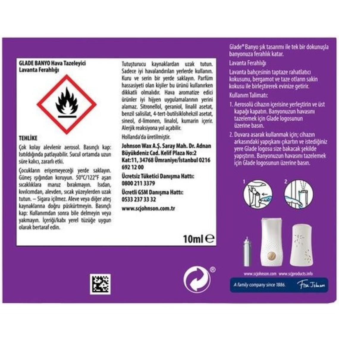 Glade Banyo Hava Tazeleyici Yedek 10 ml Lavanta Ferahlığı
