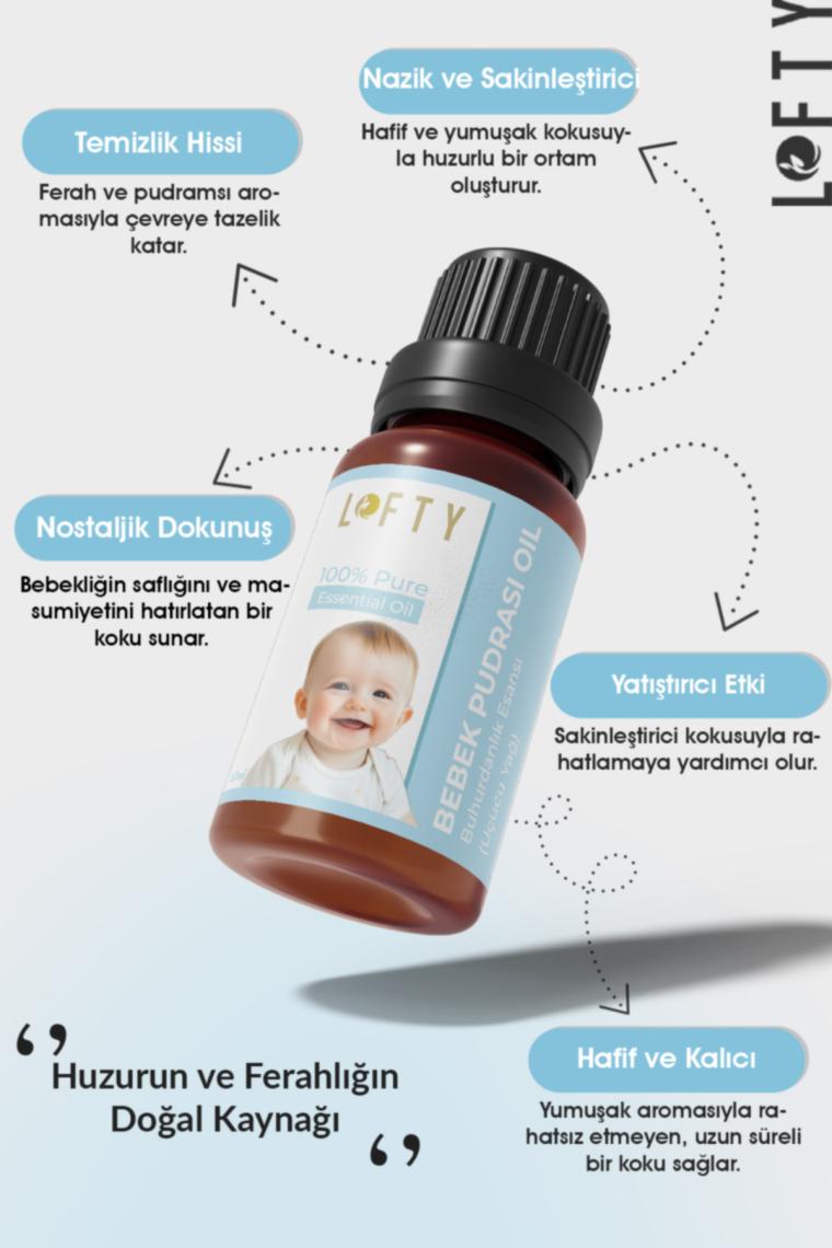 Lofty Bebek Pudrası Uçucu Yağ Buhurdanlık Esansı Oda Kokusu 10 ml