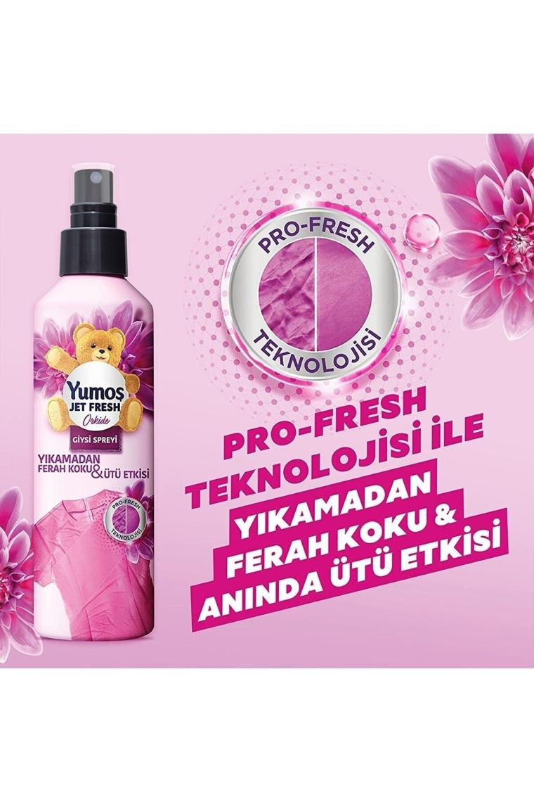 Yumoş Jet Fresh Giysi Spreyi Lilyum 200 ml 2 Adet+ Orkide 200 ml 2 Adet