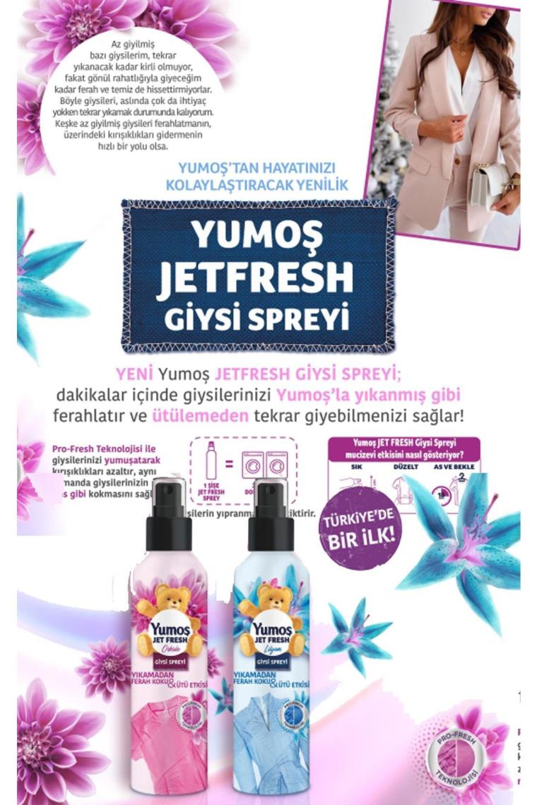 Yumoş Jet Fresh Giysi Spreyi Lilyum 200 ml 2 Adet+ Orkide 200 ml 2 Adet
