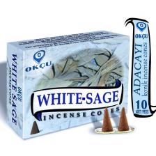 Hem Adaçayı / White Sage Konik Tütsü 10 Adet/pieces Geri Akışlı Değildir