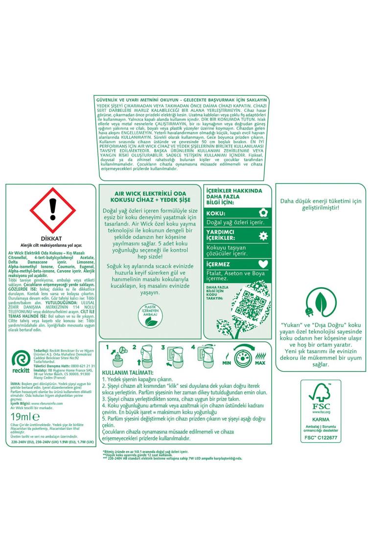 Air Wick Elektrikli Kit Oda Kokusu Kış Masalı  1 Adet Cihaz + 1 Adet Yedek Şişe Esansiyel Yağlar İçerir