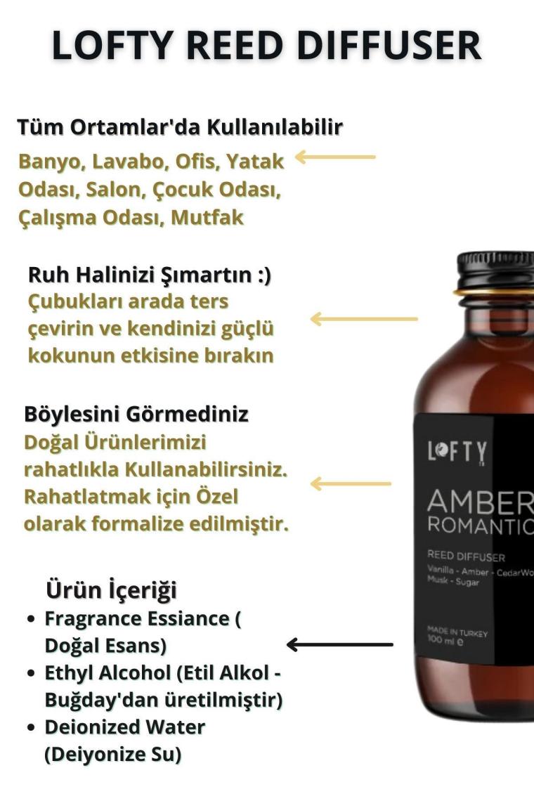 Lofty Amber Romantik Bambu Çubuklu Oda Kokusu 100 ml