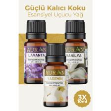 Auran Lavanta, Yasemin, Vanilya Saf Esansiyel Uçucu Yağ Buhurdanlık Yağ  Esansı Parfüm 3x 10ml