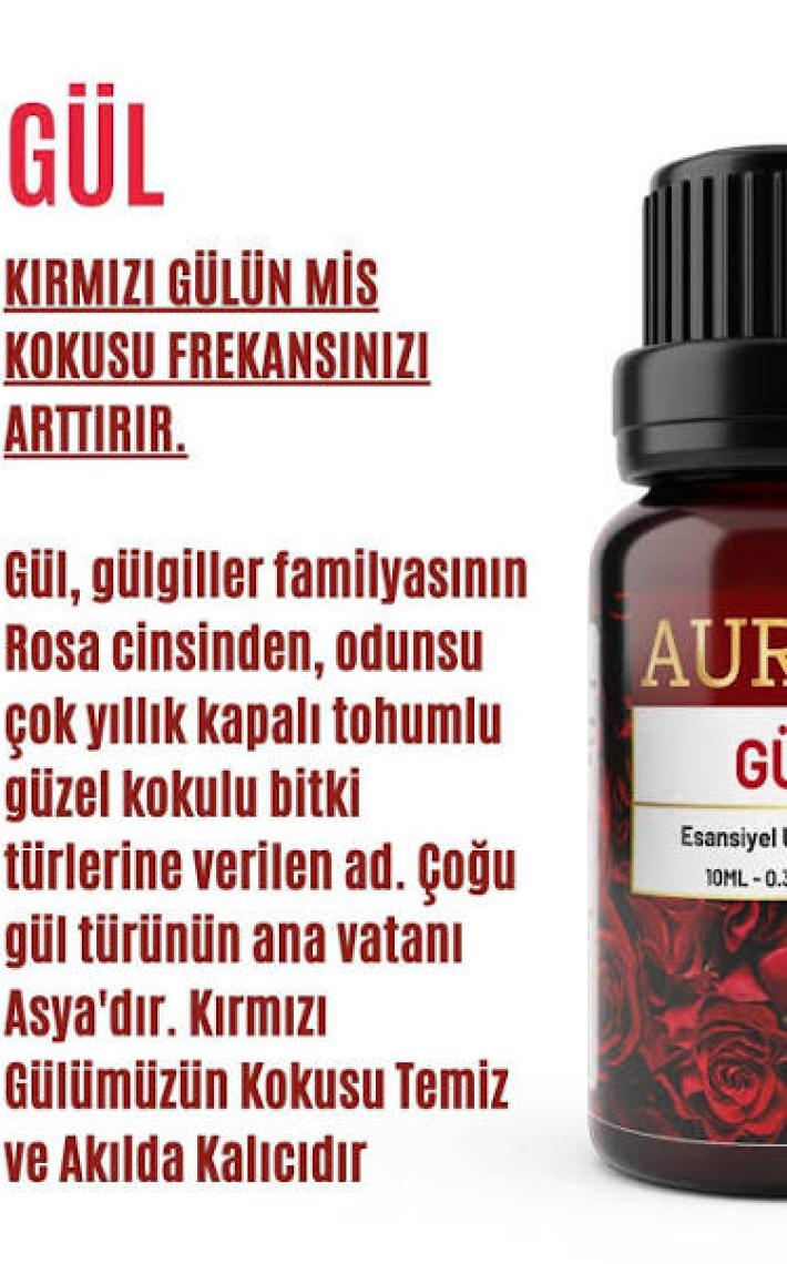 Auran Gül Esansiyel Uçucu Koku Yağı Buhurdanlık Yağı Difüzör Esansı Hobi Esans Ortam Oda 10ml