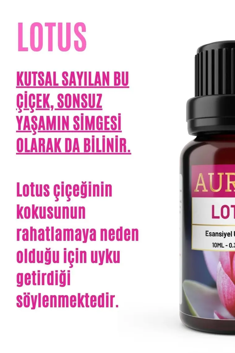 Auran Lotus Esansiyel Uçucu Koku Yağı Buhurdanlık Yağı Difüzör Esansı Hobi Esans Ortam Oda Kokusu 10ml