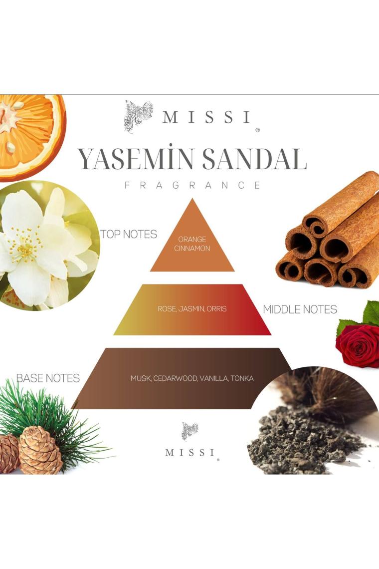 Missi Doğal Çiçekli Yasemin Sandal Oda Kokusu ve Kandil Seti