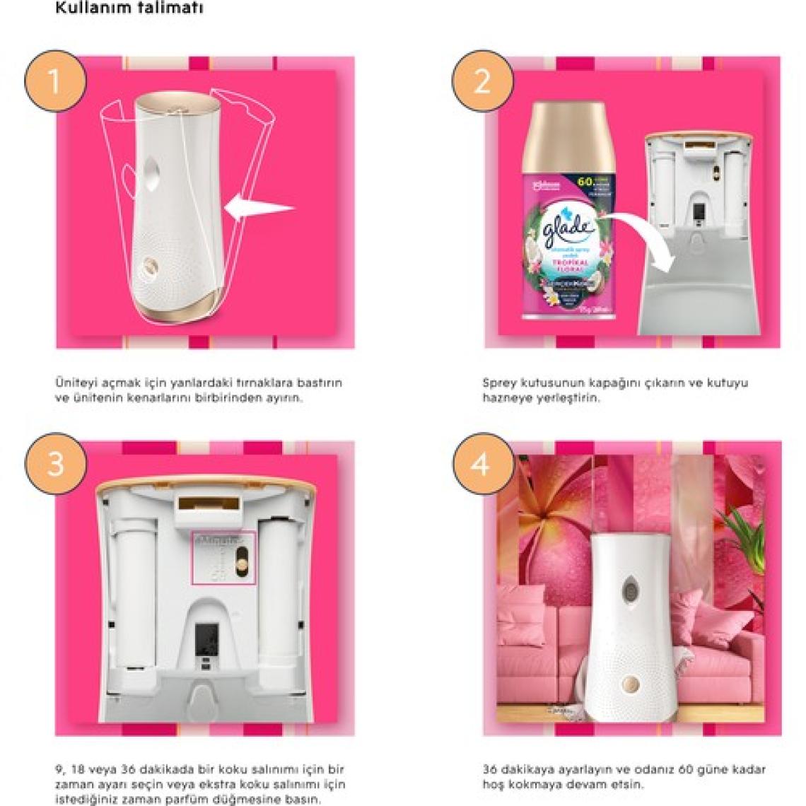 Glade Oda Kokusu Otomatik Sprey 2'li Yedek Okyanus Sessizliği ve Tropikal Floral 269mlx2