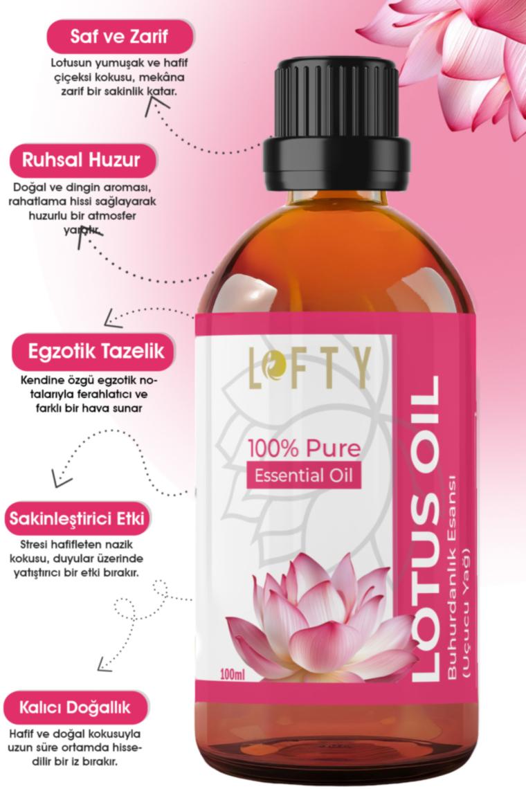 Lofty Lotus Çiçeği Uçucu Yağ Buhurdanlık Esansı Oda Kokusu Uçucu Esansiyel Yağ Buhur Yağı 100ML