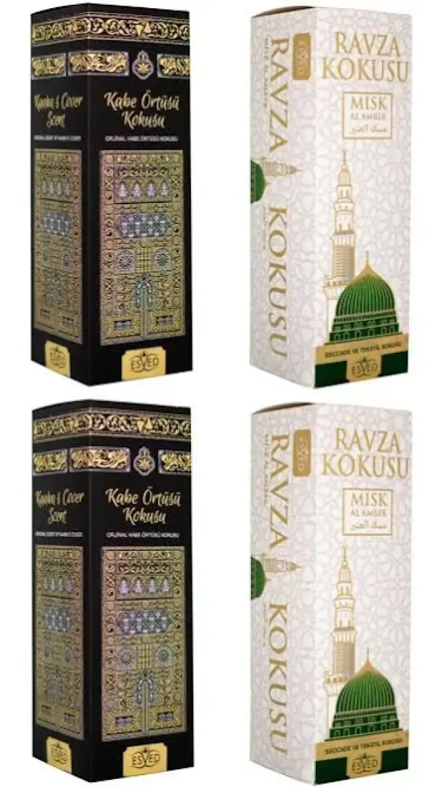 Esved Kabe Örtüsü Kokusu 2'li ve Medine Ravza Kokusu Sprey 2'li 400 ml.