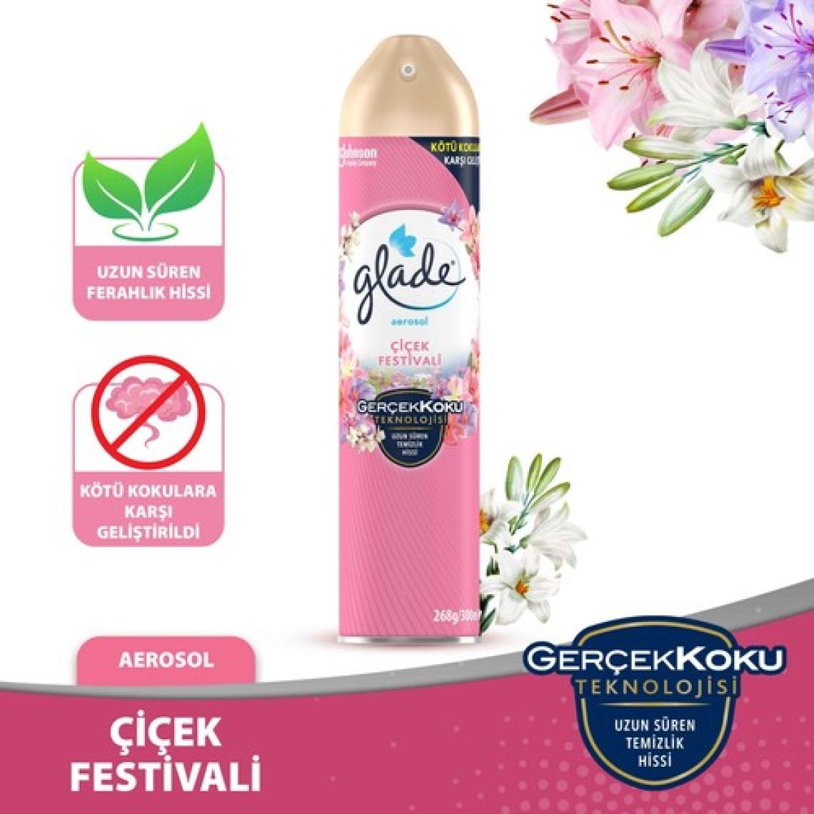 Glade Aerosol Çiçek Festivali 300 ml Oda Kokusu