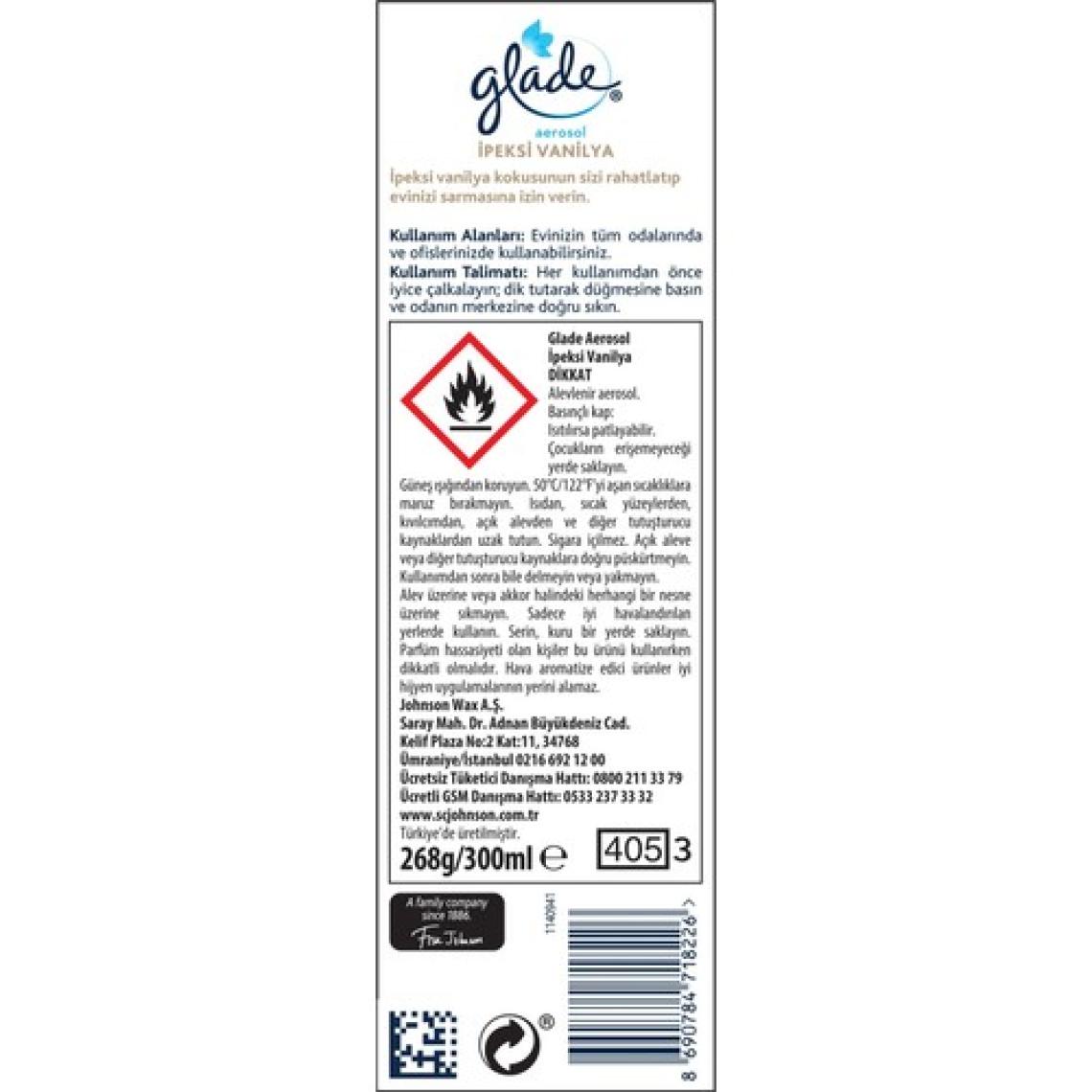 Glade Aerosol İpeksi Vanilya 300 ml Oda Kokusu