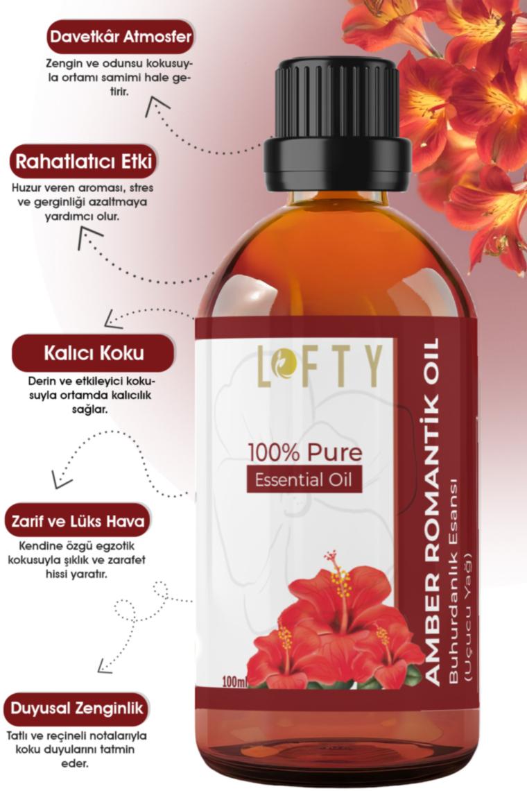 Lofty Amber Romantik Uçucu Yağ Buhurdanlık Esansı Oda Kokusu Uçucu Esansiyel Yağ Buhur Yağı 100ML