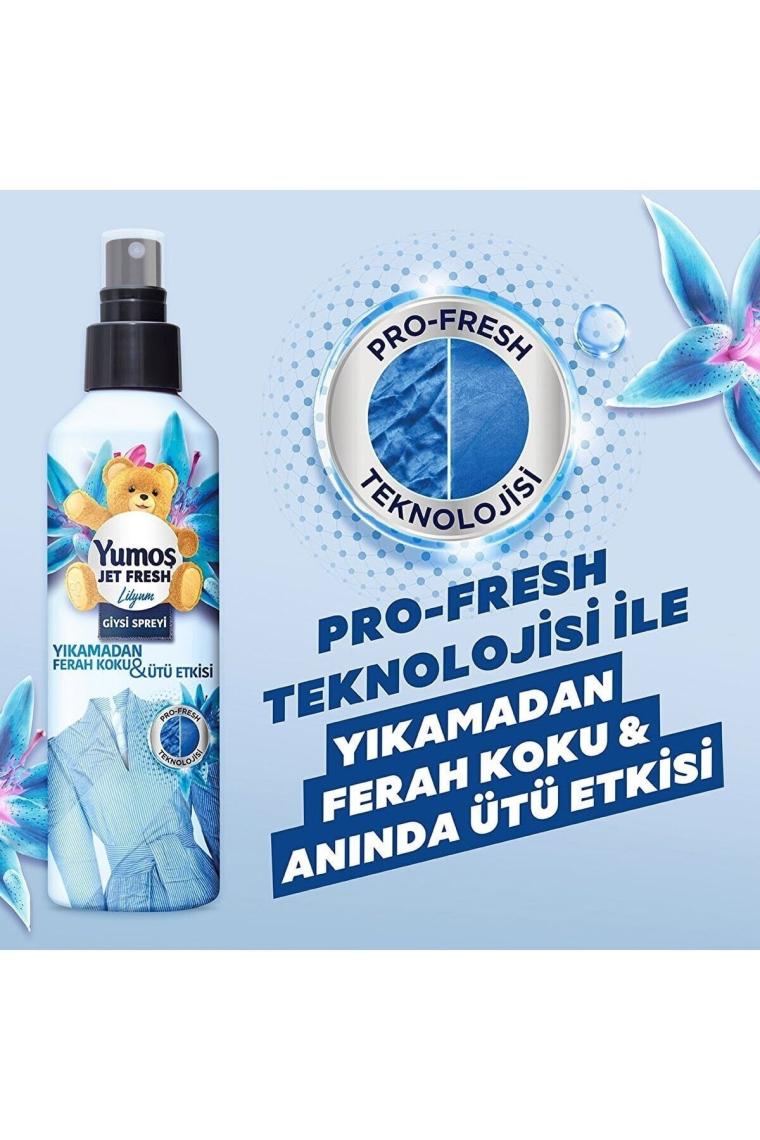 Yumoş Jet Fresh Giysi Spreyi Lilyum 200 ml 2 Adet+ Orkide 200 ml 2 Adet