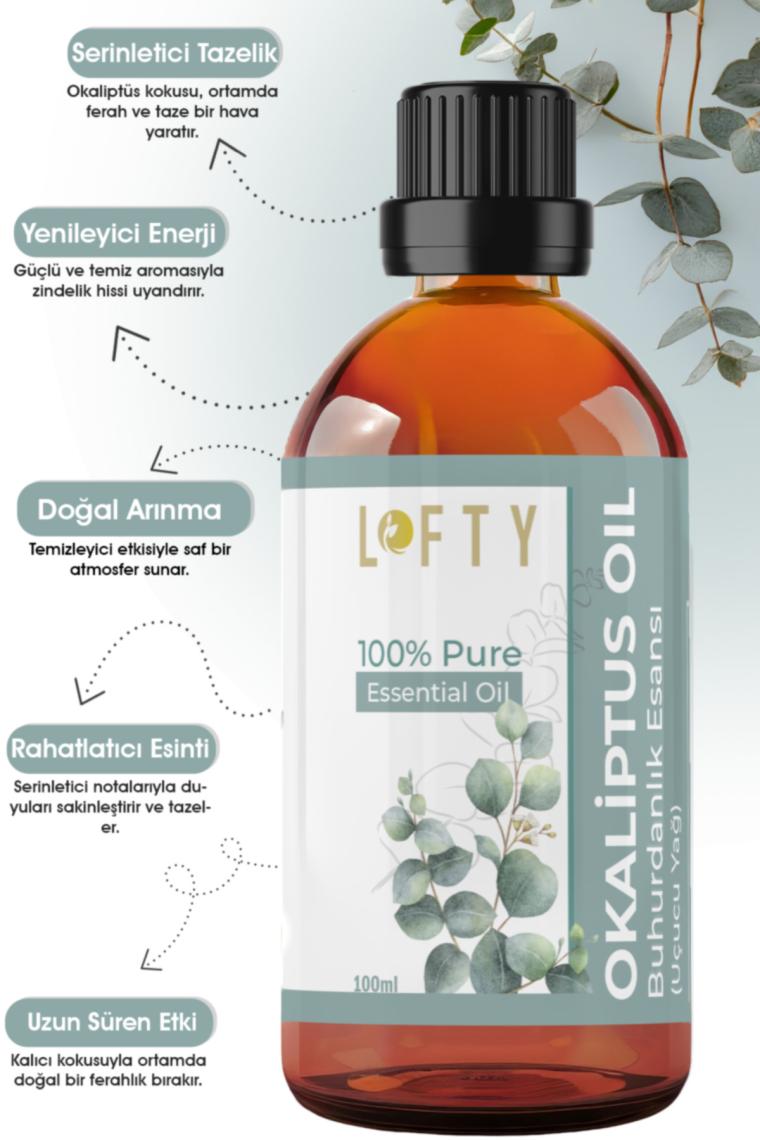 Lofty Okaliptus Uçucu Yağ Buhurdanlık Esansı Oda Kokusu Uçucu Esansiyel Yağ Buhur Yağı 100ML
