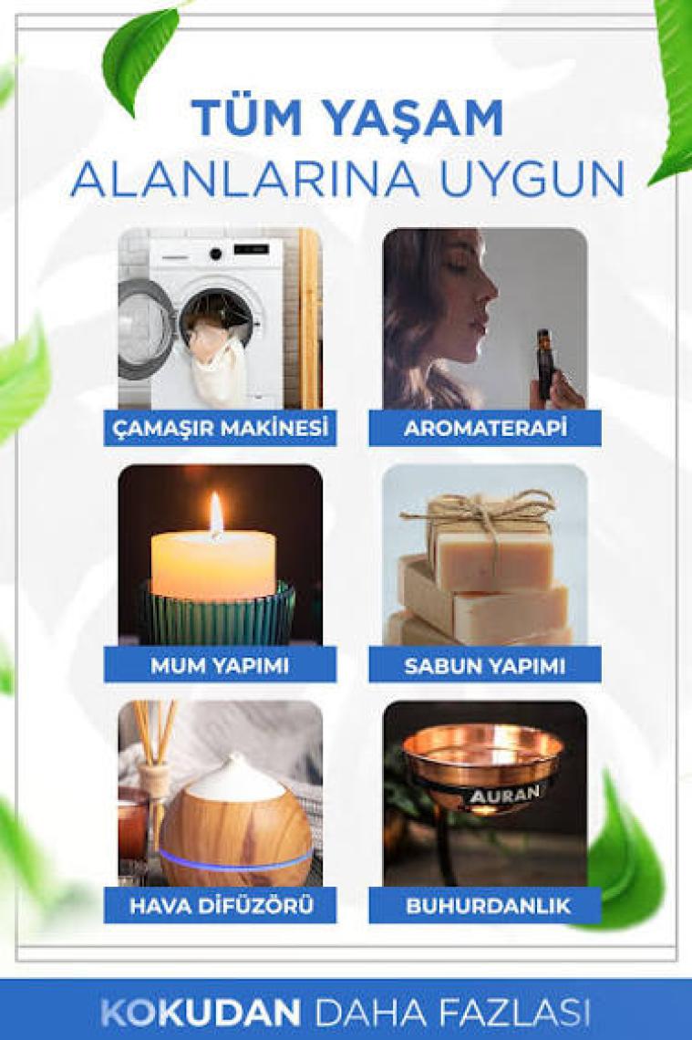 Auran Beyaz Sabun Esansiyel Uçucu Koku Yağı Buhurdanlık Yağı Difüzör Esansı Hobi Esans Ortam Oda 10ml