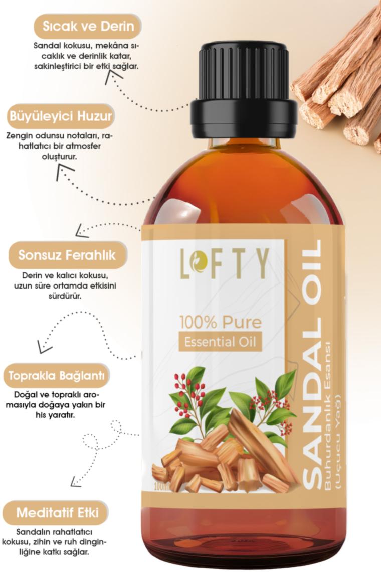 Lofty Sandal Uçucu Yağ Buhurdanlık Esansı Oda Kokusu Uçucu Esansiyel Yağ Buhur Yağı 100ML