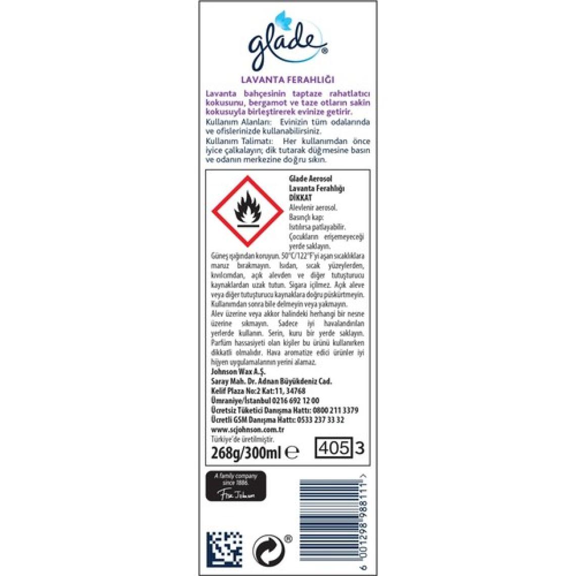 Glade Aerosol Oda Kokusu Lavanta Ferahlığı 300 ml