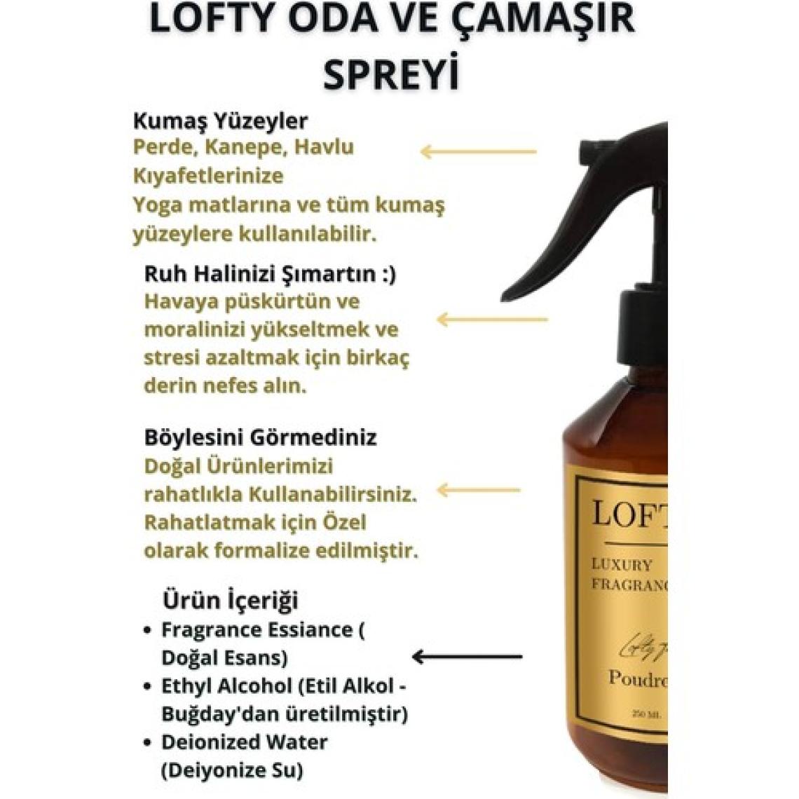 Lofty Beyaz Sabun Oda ve Çamaşır Spreyi Oda Parfümü, Oda Kokusu, Koku Giderici White Soap 250ML
