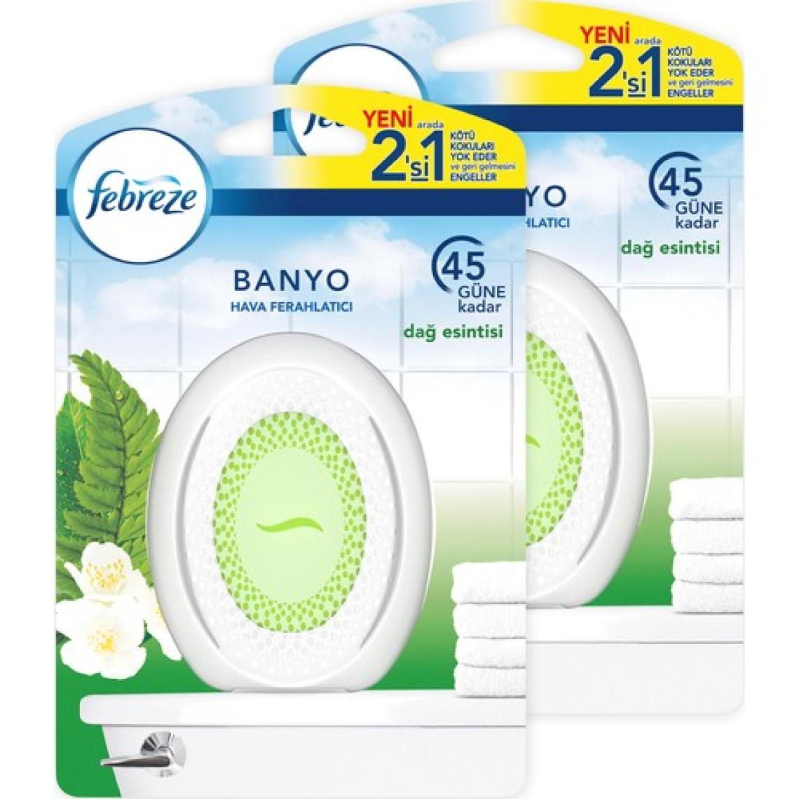 Febreze Hava Ferahlatıcı Banyo Oda Kokusu Dağ Esintisi x2