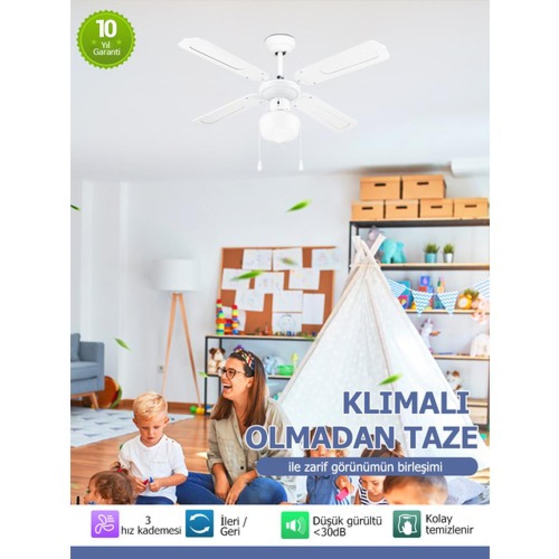 Dlc Group Poyraz Tavan Vantilatörü Beyaz 107 cm